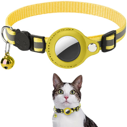 Adjustable Waterproof Cat Collar with Airtag Holder, Breakaway Safety, Reflective Strips & Bell