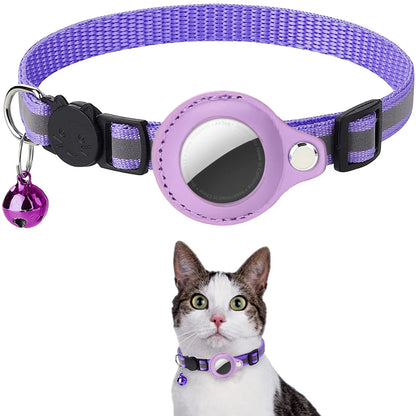 Adjustable Waterproof Cat Collar with Airtag Holder, Breakaway Safety, Reflective Strips & Bell