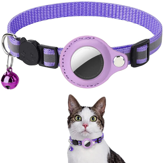 Adjustable Waterproof Cat Collar with Airtag Holder, Breakaway Safety, Reflective Strips & Bell