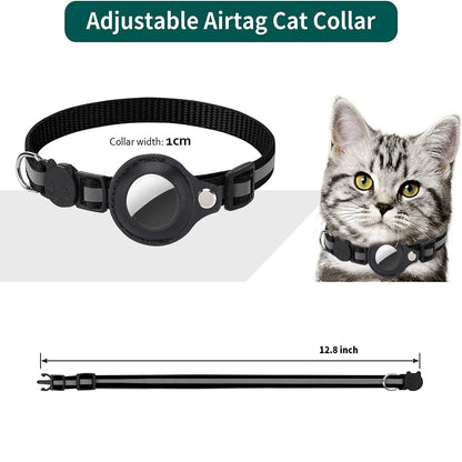 Adjustable Waterproof Cat Collar with Airtag Holder, Breakaway Safety, Reflective Strips & Bell