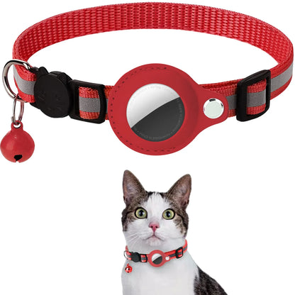 Adjustable Waterproof Cat Collar with Airtag Holder, Breakaway Safety, Reflective Strips & Bell