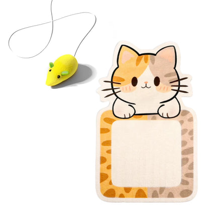 Ultimate Wall-Mounted Self-Adhesive Cat Scratcher with Fun Hanging Toy - Durable Felt Scratch Mat for Happy Cats