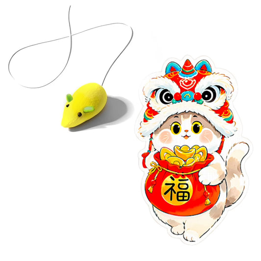 Ultimate Wall-Mounted Self-Adhesive Cat Scratcher with Fun Hanging Toy - Durable Felt Scratch Mat for Happy Cats